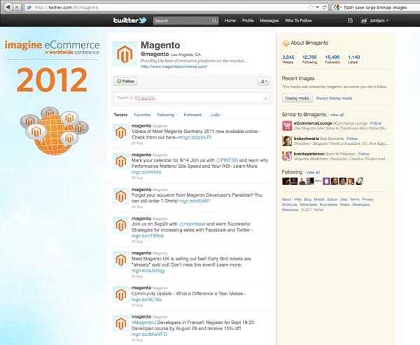 Wide Magento social campaign design with an Imagine Commerce graphic and campaign content columns.